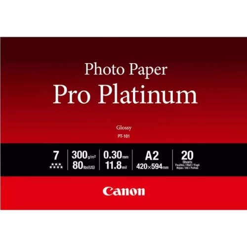 Canon PT-101 Photo Paper Pro Platinum A2, 300g vastag, lágy fényességű fotópapír (20 lap/doboz)